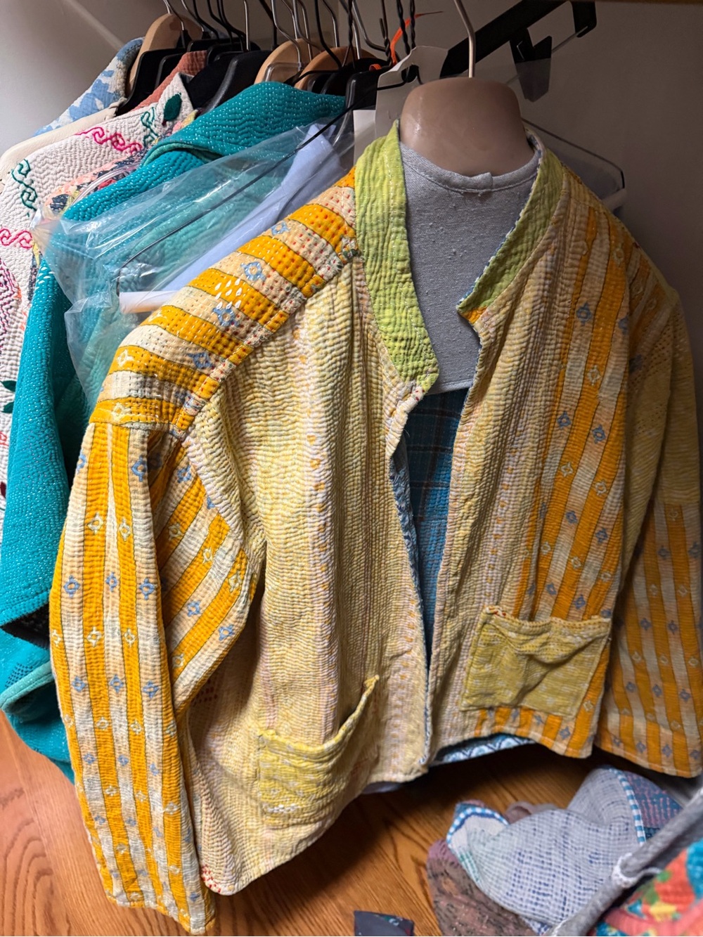 Sapeyka Handcrafted Yellow Striped Cotton Jacket
